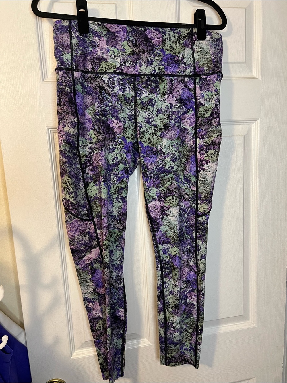 #385 Lululemon Fast & Free 7/8 Tight II 25” Vivid Vision Multi Black Size 12 EUC